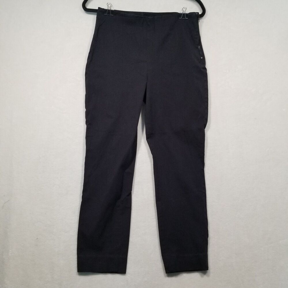 Everlane Womens 8 Black Cropped Straight Pants Slacks Trousers Side Zip Preppy